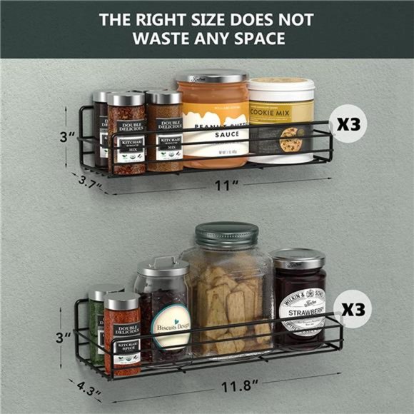Spice Rack Organizer Wall Mount (6Pack), Hanging Black Spice Pantry Organization - Picture 5 of 6
